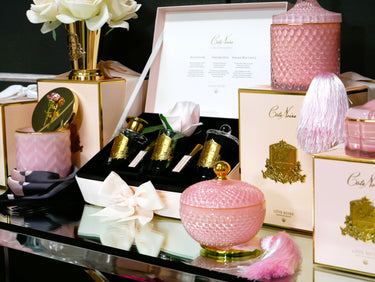Round Art Deco Candle - Pink & Gold - Pink Peony - GML30002
